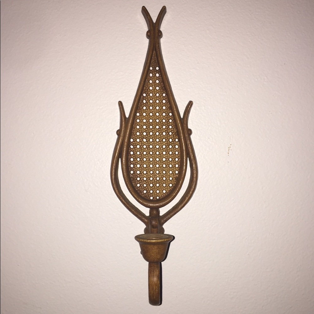 Mid-Century Modern faux wood candle holder